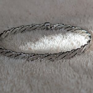 Vintage Avon Classic Twisted Silver Tone Bangle Bracelet